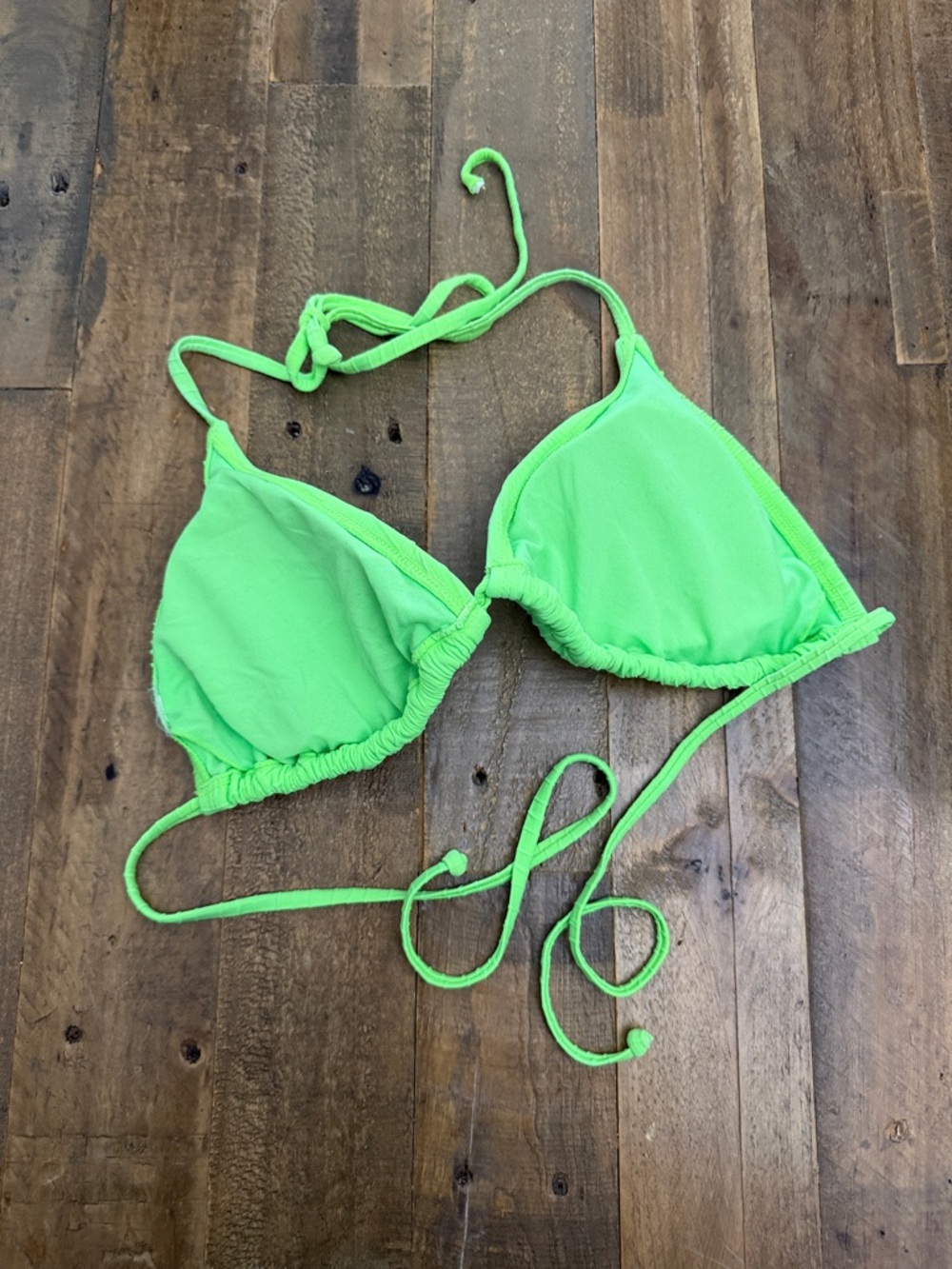 Neon Green Ribbed Triangle Bikini Top - Picture 2 of 2